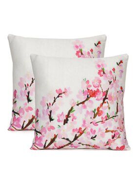 Oussum Cotton Cushion Cover Floral Printed Home Decor Pillow Cover Set of 2